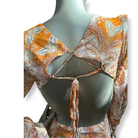 New AKIRA Floral Orange Maxi Dress(never used) - Picture 6 of 9